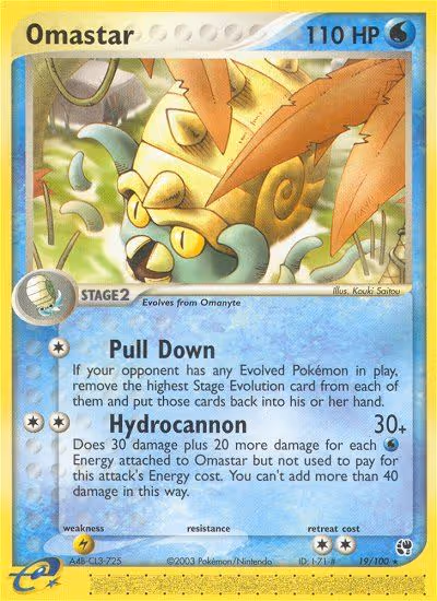 Omastar 19/100 Pokemon card