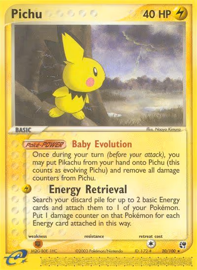 Pichu 20/100 Pokemon card