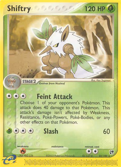 Shiftry 22/100 Pokemon card