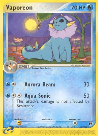 Vaporeon 25/100 Pokemon card