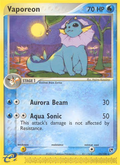 Vaporeon 25/100 Pokemon card