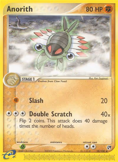 Anorith 28/100 Pokemon card