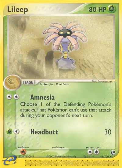 Lileep 43/100 Pokemon card
