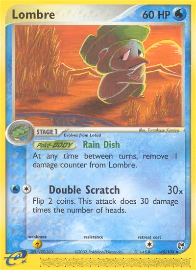 Lombre 45/100 Pokemon card