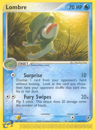 Lombre 46/100 Pokemon card