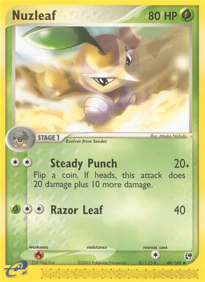 Nuzleaf 48/100 Pokemon card