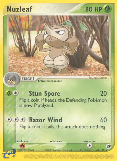 Nuzleaf 49/100 Pokemon card