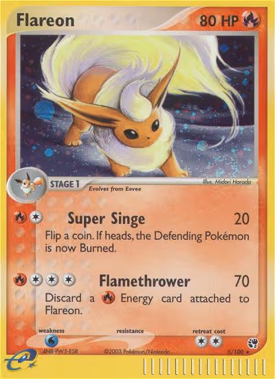 Flareon 5/100 Pokemon card