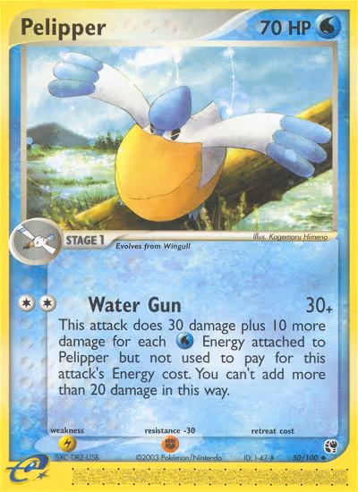 Pelipper 50/100 Pokemon card