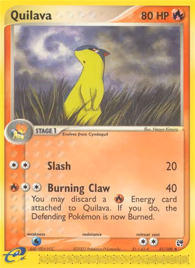 Quilava 51/100 Pokemon card