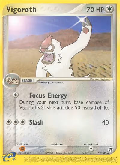 Vigoroth 52/100 Pokemon card