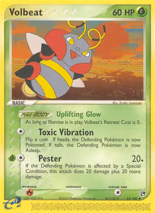 Volbeat 53/100 Pokemon card