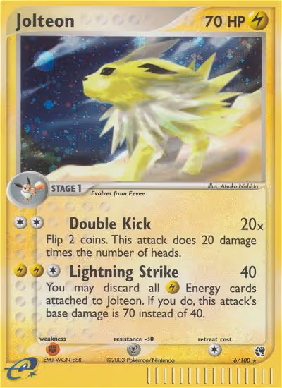 Jolteon 6/100 Pokemon card
