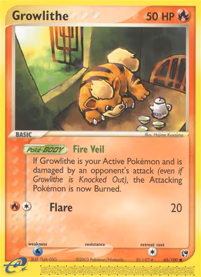 Growlithe 65/100 Pokemon card