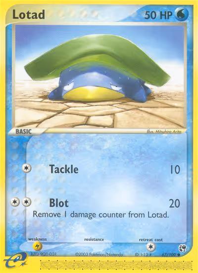 Lotad 67/100 Pokemon card