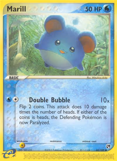 Marill 68/100 Pokemon card