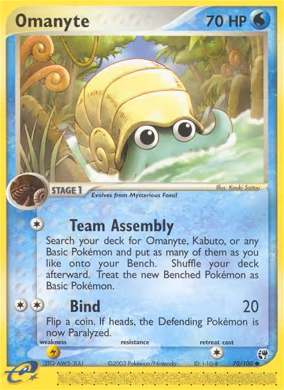 Omanyte 70/100 Pokemon card