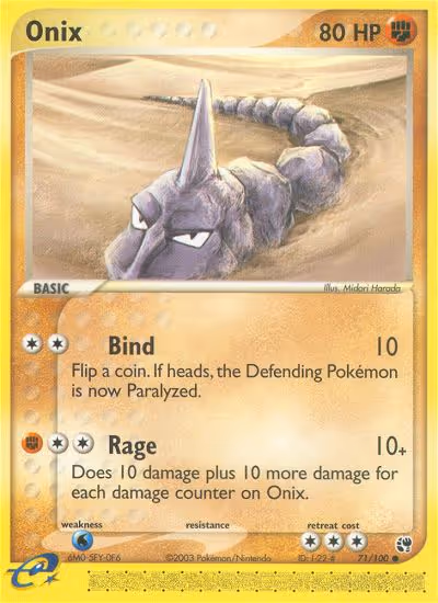 Onix 71/100 Pokemon card