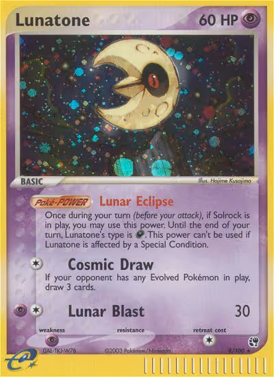 Lunatone 8/100 Pokemon card