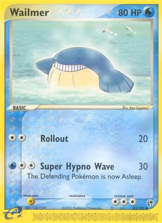 Wailmer 83/100 Pokemon card