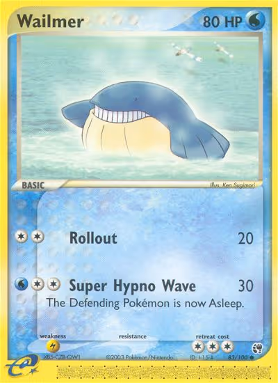 Wailmer 83/100 Pokemon card