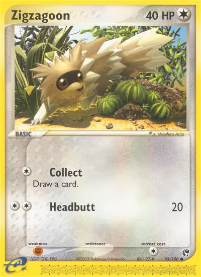 Zigzagoon 85/100 Pokemon card