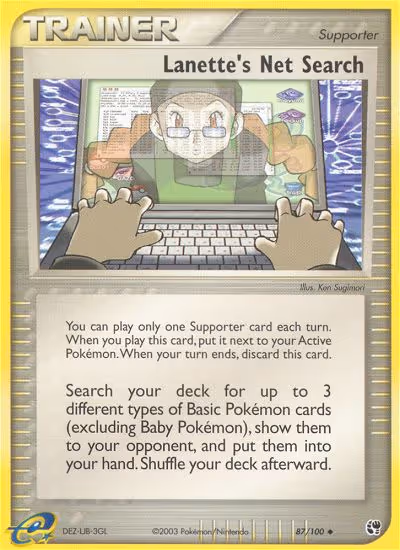 Lanette's Net Search 87/100 Pokemon card