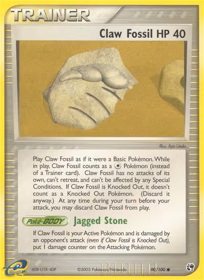 Claw Fossil 90/100 Pokemon card