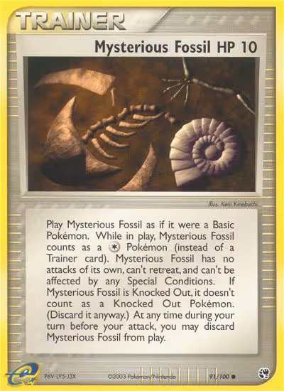 Mysterious Fossil 91/100 Pokemon card
