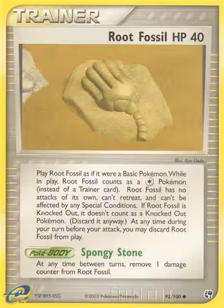Root Fossil 92/100 Pokemon card