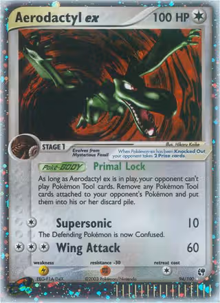 Aerodactyl ex 94/100 Pokemon card