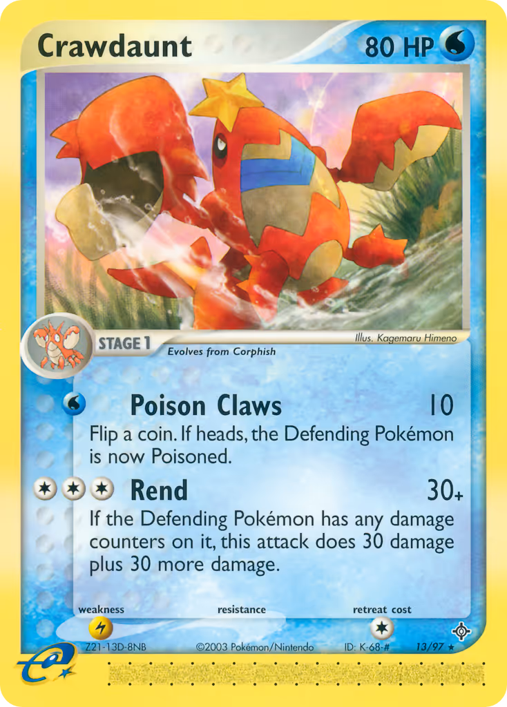 Crawdaunt 13/97 Pokemon card