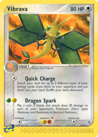Vibrava 22/97 Pokemon card