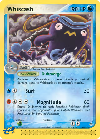 Whiscash 48/97 Pokemon card