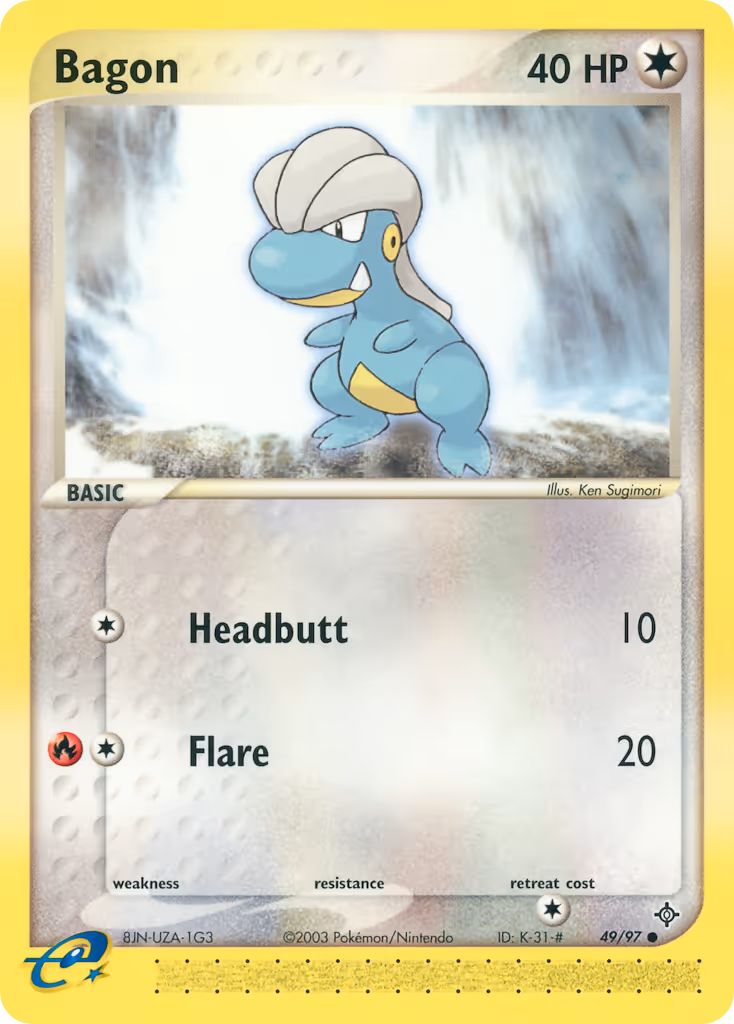 Bagon 49/97 Pokemon card