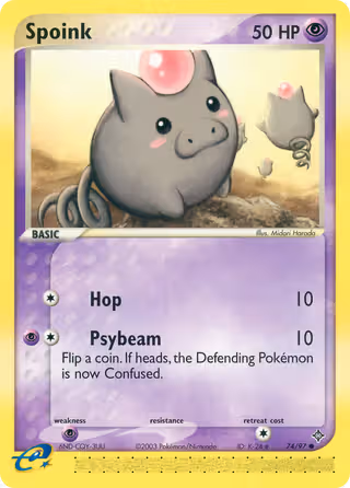 Spoink 74/97 Pokemon card