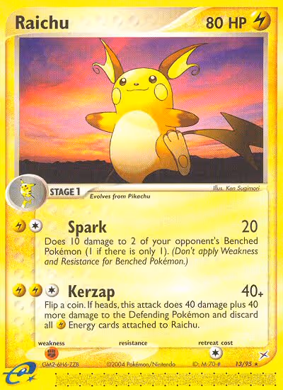 Raichu 13/95 Pokemon card