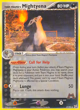 Team Magma's Mightyena 37/95 Pokemon card