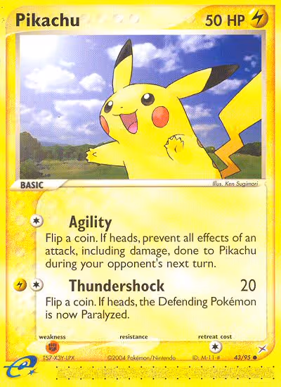 Pikachu 43/95 Pokemon card