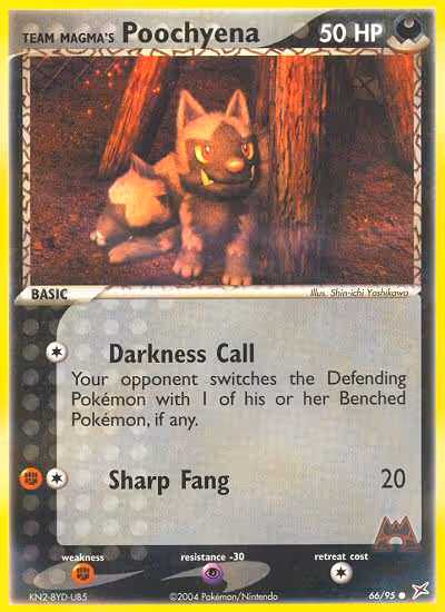 Team Magma's Poochyena 66/95 Pokemon card