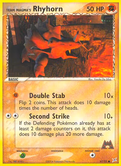 Team Magma's Rhyhorn 67/95 Pokemon card