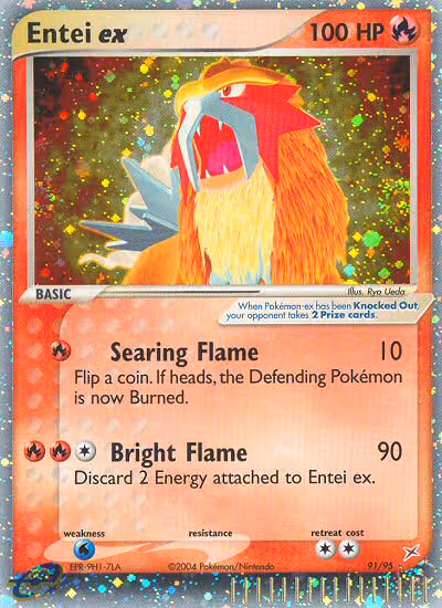 Entei ex 91/95 Pokemon card