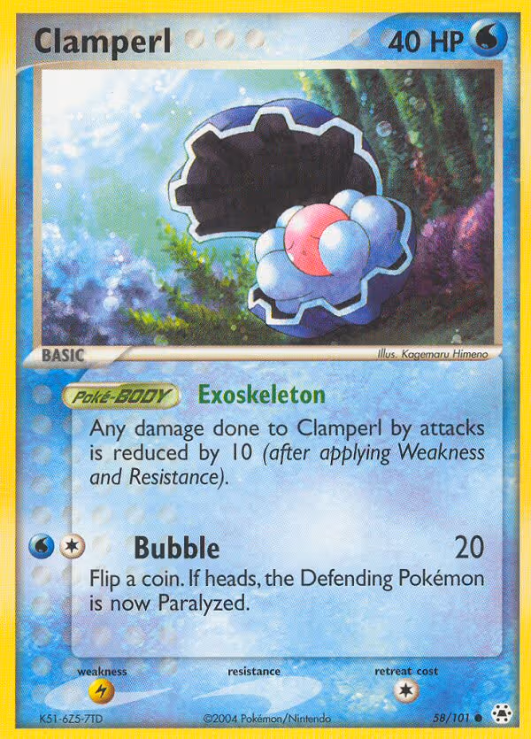 Clamperl 58/101 Pokemon card
