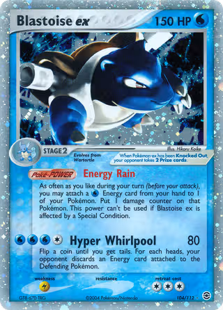 Blastoise ex 104/112 Pokemon card