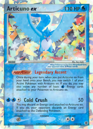 Articuno ex 114/112 Pokemon card