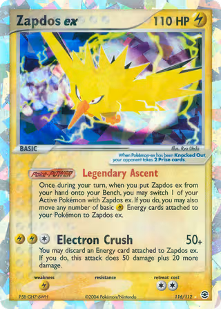 Zapdos ex 116/112 Pokemon card