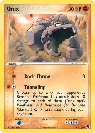 Onix 42/112 Pokemon card