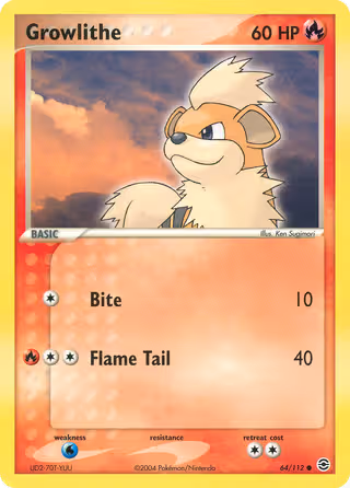 Growlithe 64/112 Pokemon card