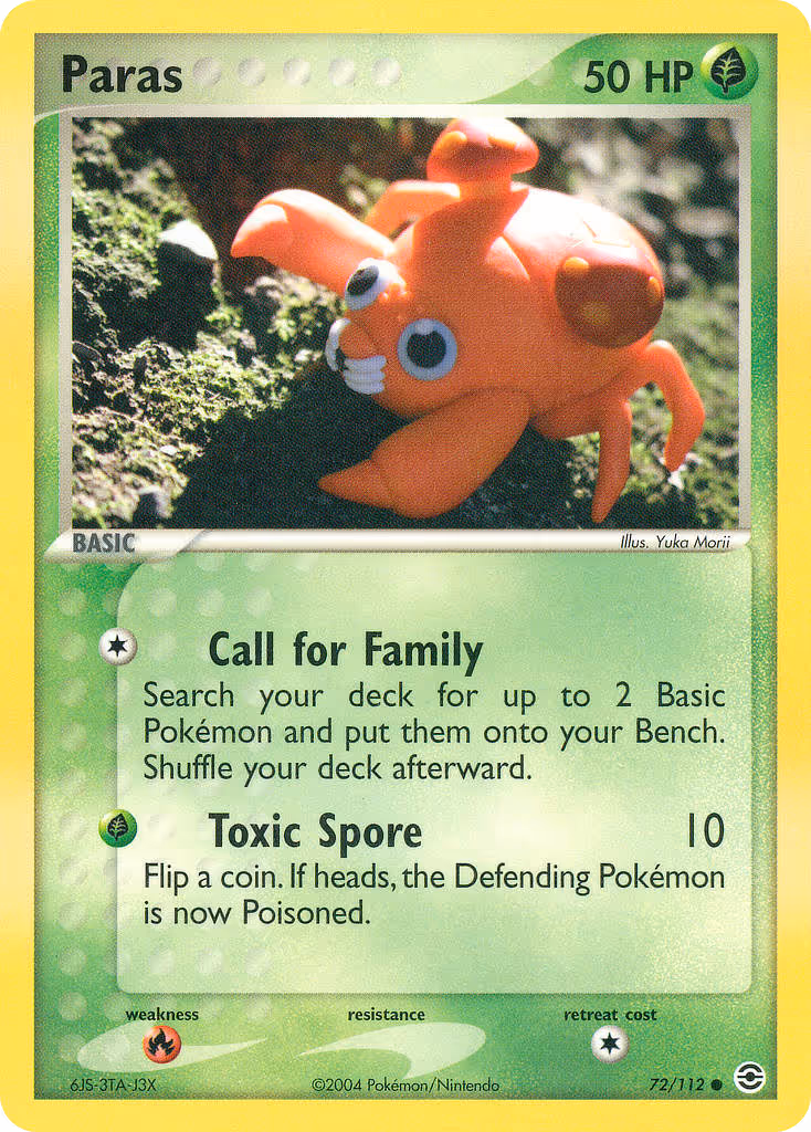 Paras 72/112 Pokemon card