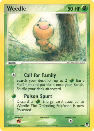 Weedle 86/112 Pokemon card